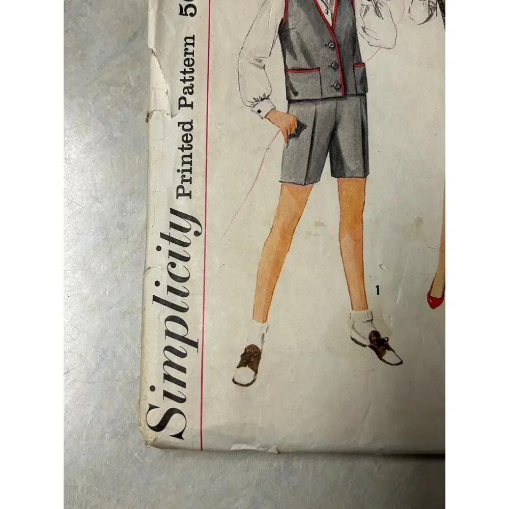 Vintage 50's-60's Simplicity Pattern #3046 Teen Jacket, Shorts and Skirt Size 14